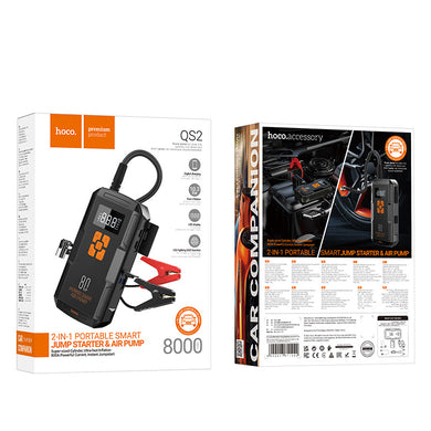 [QS2][8000mAh] HOCO Super Energy Portable 4 in 1 Car Wireless Jump Starter & Air Pump Air Compressor Inflator & Power Bank & Torch - Polar Tech Australia