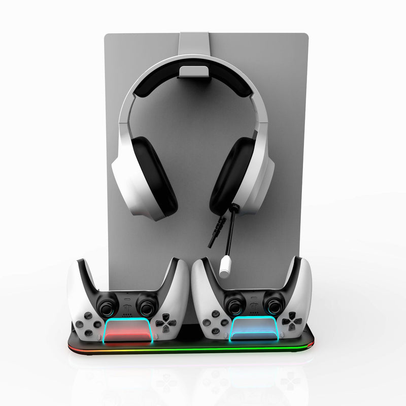 Chargez l&#39;image dans la visionneuse de la galerie, SONY PlayStation PS5 Slim &amp; PS5 Pro - All-in-one Multifunction Charging Stand with Cooling Fan &amp; RBG Light Effect &amp; Disc Storage - Polar Tech Australia
