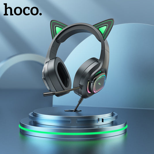 [W107] HOCO Wired RGB Light Cat Ear Style Gaming Earphone Earpod Headphone - Polar Tech Australia