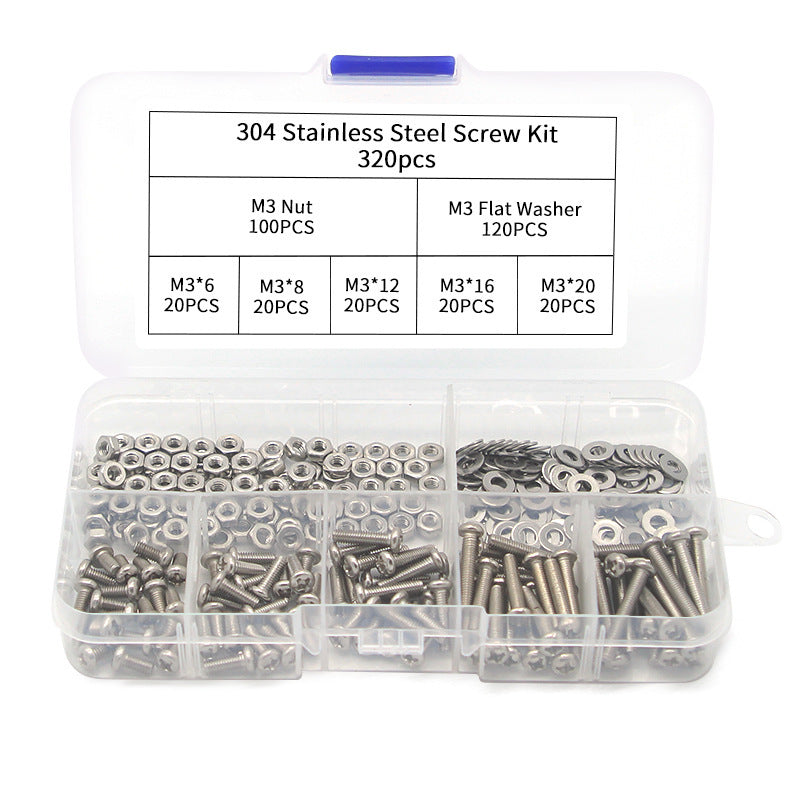 Load image into Gallery viewer, [320 Pieces] Stainless Steel M3 Hex Socket Screws, Bolts, Nuts Set with Storage Box
