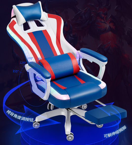 [Built-in RGB Light & Bluetooth Speaker] American Style PU Leather Gaming Racing Chair OFFICE Computer Chair - Polar Tech Australia
