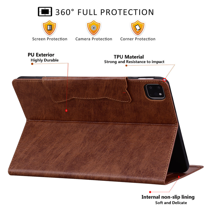 Chargez l&#39;image dans la visionneuse de la galerie, Apple iPad 5/6 9.7&#39;&#39; 5/6th Gen (2017/2018) Business Retro Matte Leather Protective Case
