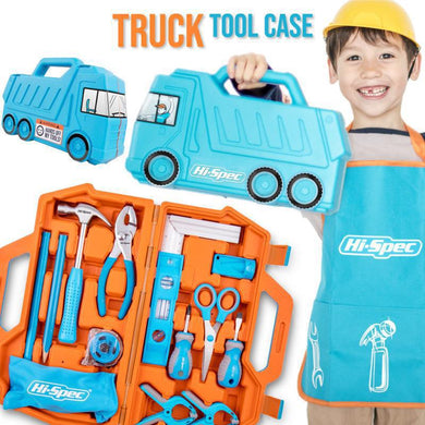 17 in 1 Hi-Spec Kid's Blue Tool Kit Set with DIY Hand Kid friendly Tool Set Kit Truck Case