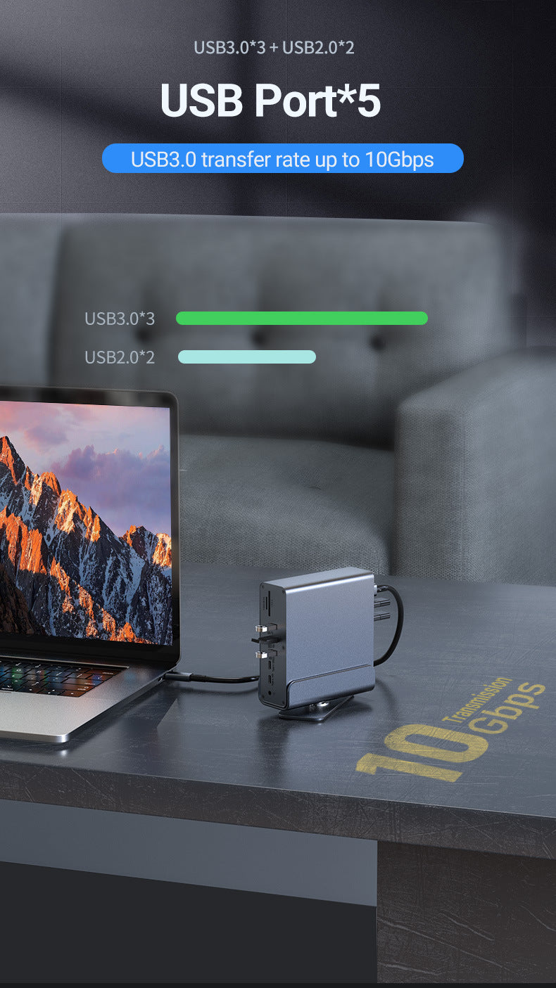 Cargue la imagen en el visor de la galería, [15-in-1] Type C USB 3.0 HDMI DP Ethernet PD – Computer Port Expansion with Multiple Interfaces (COMBO Card Reader + HUB) Dock Station - Polar Tech Australia
