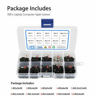 Load image into Gallery viewer, [500 Pieces] Alloy Steel PC Computer Laptop Mobile Phone Printer Electronics Screw Set (M2 M2.5 M3)
