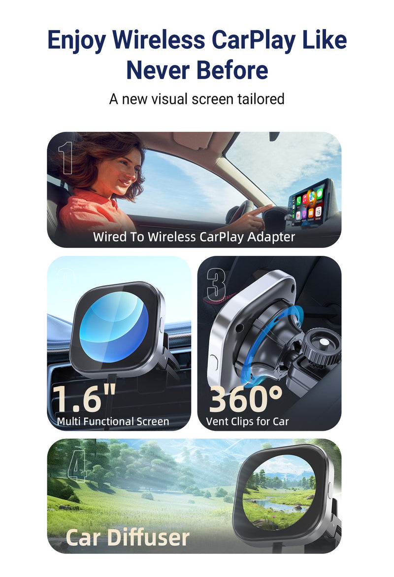 Cargue la imagen en el visor de la galería, Plug and Play Wireless CarPlay Adapter With Built-in Screen for iPhone 11/12/13/14/15/16 - Polar Tech Australia
