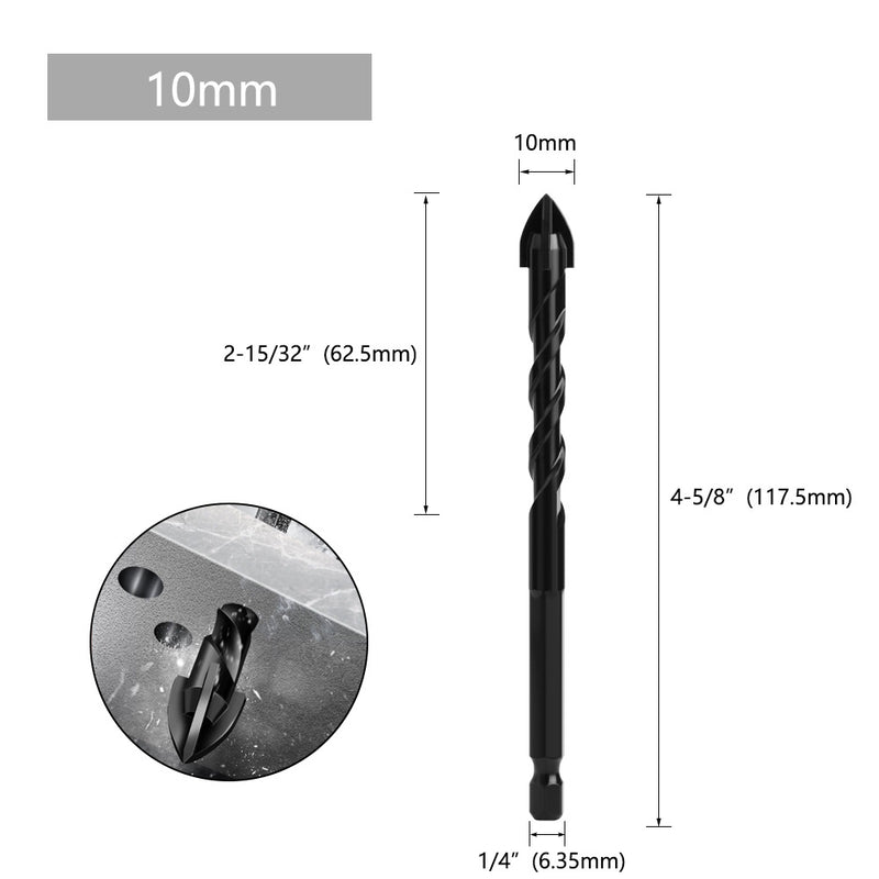 Cargue la imagen en el visor de la galería, [9 in 1] Concrete Drill Bit Set Cross Carbide Tip Masonry Drill Bits Set (3 - 16mm)
