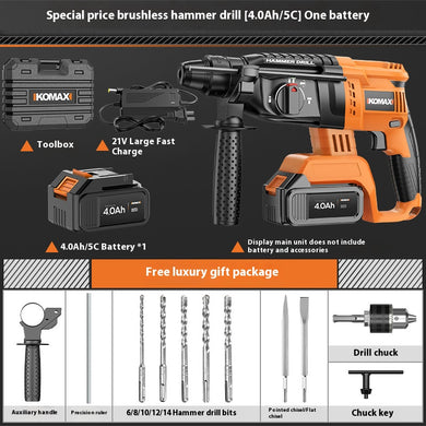 [Battery + Charger Bundel Kit] Komax 21V 1000W High Power Cordless Electric Hammer Drill 26mm rotary machine SDS plus with 3 modes, cordless drill machine with reverse/forward switch, Brushless motor - Polar Tech Australia