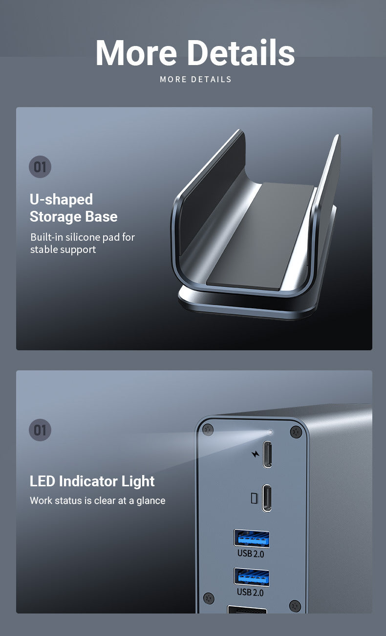 Cargue la imagen en el visor de la galería, [15-in-1] Type C USB 3.0 HDMI DP Ethernet PD – Computer Port Expansion with Multiple Interfaces (COMBO Card Reader + HUB) Dock Station - Polar Tech Australia
