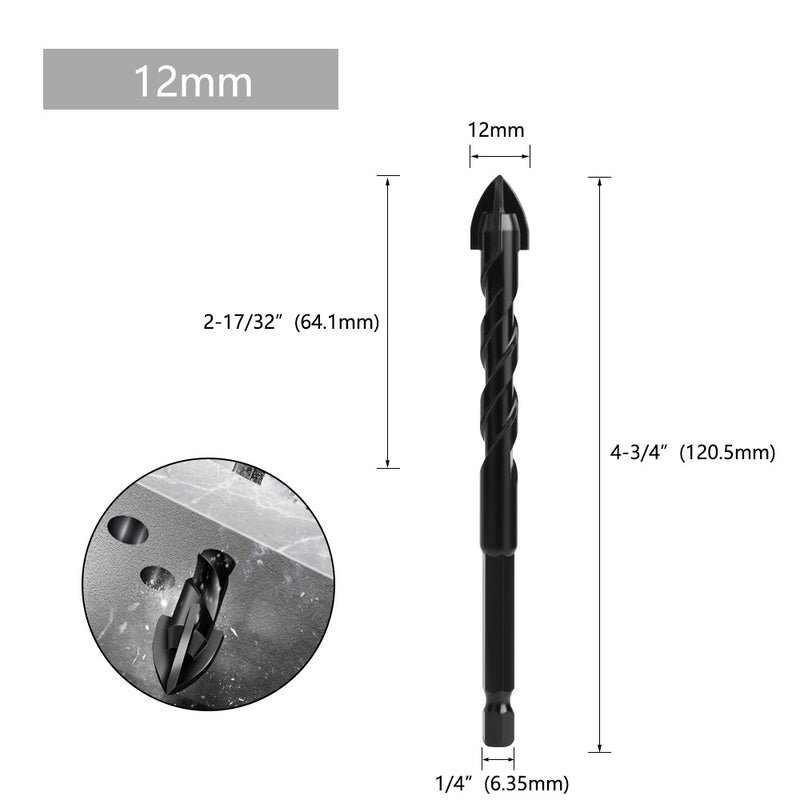 Cargue la imagen en el visor de la galería, [9 in 1] Concrete Drill Bit Set Cross Carbide Tip Masonry Drill Bits Set (3 - 16mm)
