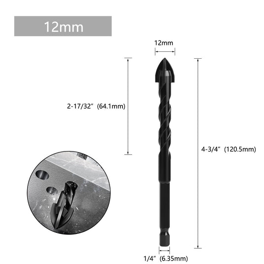 [9 in 1] Concrete Drill Bit Set Cross Carbide Tip Masonry Drill Bits Set (3 - 16mm)