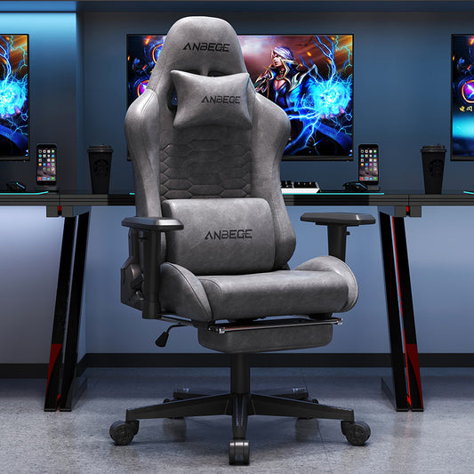 Luxury Vintage Leather Ergonomic Designed Gaming Chair 360° Rotation and Adjustable Armrests (Grey) - Polar Tech Australia