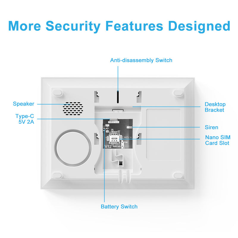 Cargue la imagen en el visor de la galería, Tuya WiFi+GSM 4G &amp; WIFI Touch Screen Wireless Home Security PIR SOS Alarm System Set
