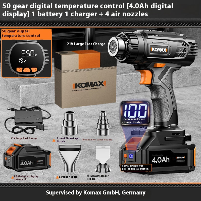 Cargue la imagen en el visor de la galería, [Battery &amp; Charger Bundle] Komax 50 Level Accurate Temperature Control Cordless Portable 21V Battery Powered Heating Hot Air Gun Station

