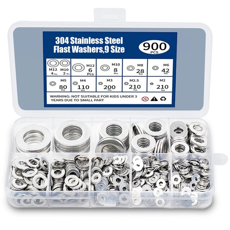 Load image into Gallery viewer, [900 Pieces] Stainless Steel Flat Washer (M2 - M12)
