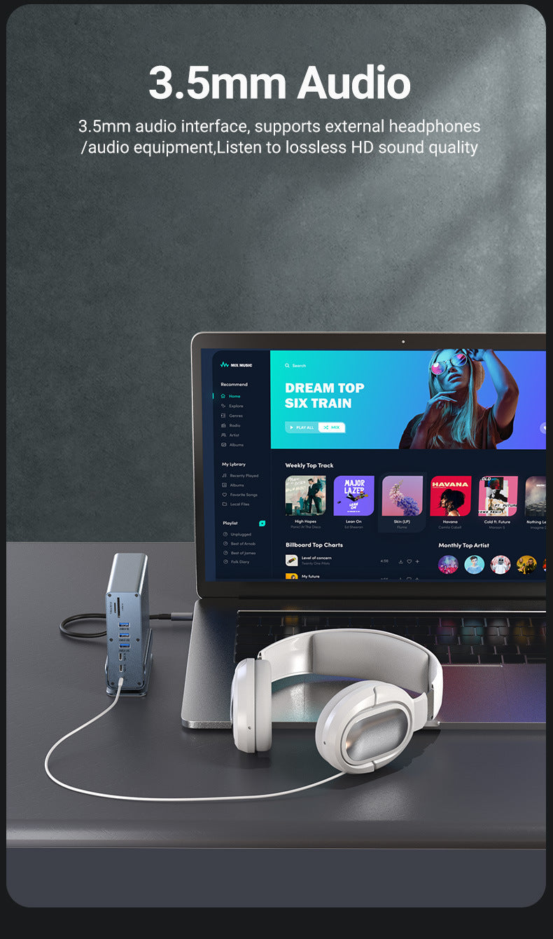 Cargue la imagen en el visor de la galería, [15-in-1] Type C USB 3.0 HDMI DP Ethernet PD – Computer Port Expansion with Multiple Interfaces (COMBO Card Reader + HUB) Dock Station - Polar Tech Australia
