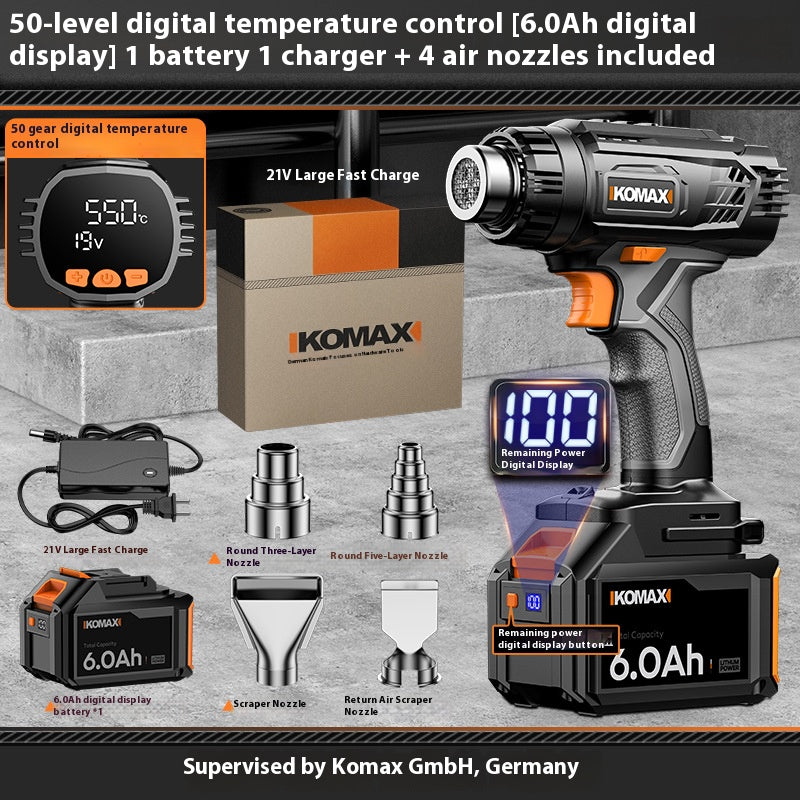 Cargue la imagen en el visor de la galería, [Battery &amp; Charger Bundle] Komax 50 Level Accurate Temperature Control Cordless Portable 21V Battery Powered Heating Hot Air Gun Station
