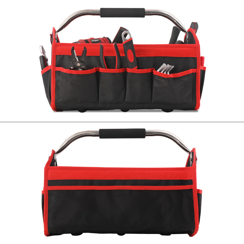 Cargue la imagen en el visor de la galería, 16 Inch Large Capacity 8 Pockets Wide Mouth Electrician Open Top Tool Tote Bag Tool Storage Bag with Handle
