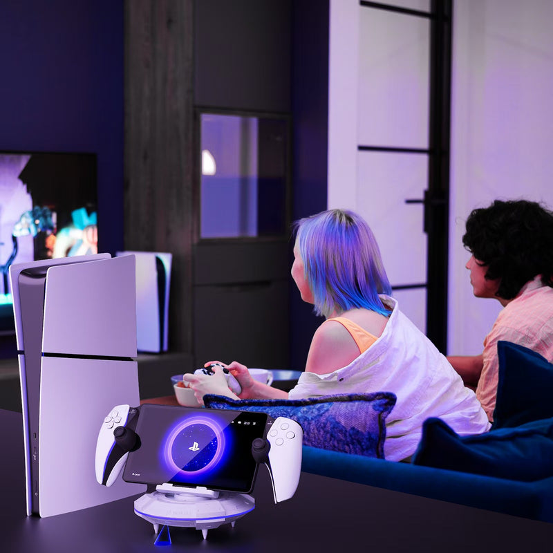 Cargue la imagen en el visor de la galería, PS5 Portal Streaming Handheld Charging Dock - Spaceship Design with Vibrant RGB Lights - Polar Tech Australia
