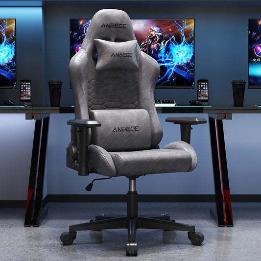 Luxury Vintage Leather Ergonomic Designed Gaming Chair 360° Rotation and Adjustable Armrests (Grey) - Polar Tech Australia