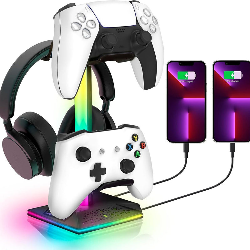 Load image into Gallery viewer, RGB Lighting Game Controller Hook and Charger, Headset Display Stand
