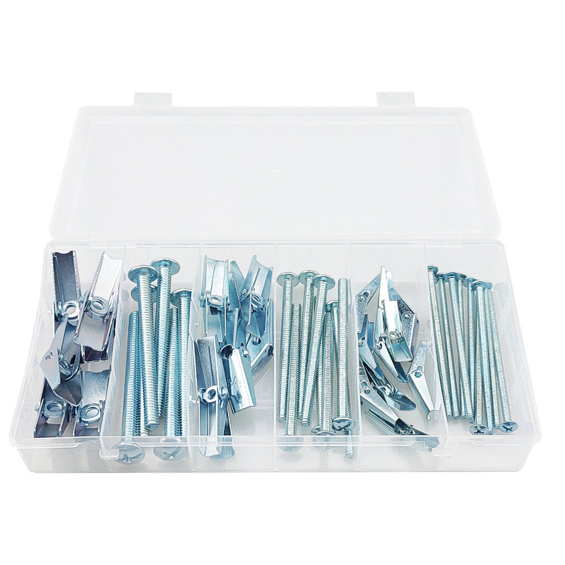 Load image into Gallery viewer, [24 Pieces] Stainless Steel Heavy Duty Hollow Wall Toggle Bolts Anchors Kit for Drywall Ceilings with Screw Spring/Includes Toggle Bolts and Wing Nut Assortment
