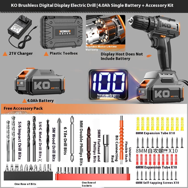 Load image into Gallery viewer, [Bundel Kit] Komax 21V V12 High Power Electric Rechargeable Cordless Hammer Drill Brushless Motor
