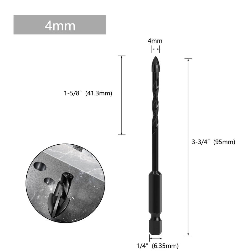Cargue la imagen en el visor de la galería, [9 in 1] Concrete Drill Bit Set Cross Carbide Tip Masonry Drill Bits Set (3 - 16mm)
