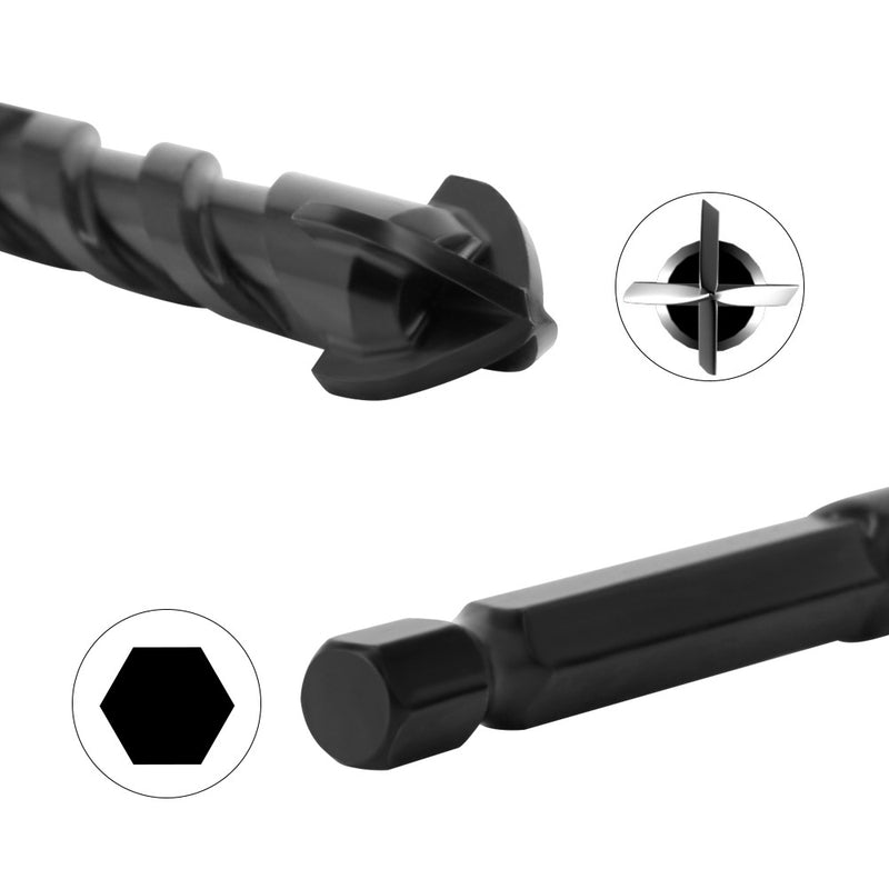 Cargue la imagen en el visor de la galería, [9 in 1] Concrete Drill Bit Set Cross Carbide Tip Masonry Drill Bits Set (3 - 16mm)
