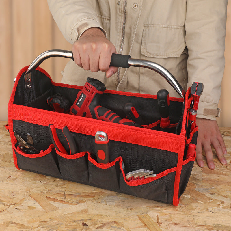Cargue la imagen en el visor de la galería, 16 Inch Large Capacity 8 Pockets Wide Mouth Electrician Open Top Tool Tote Bag Tool Storage Bag with Handle
