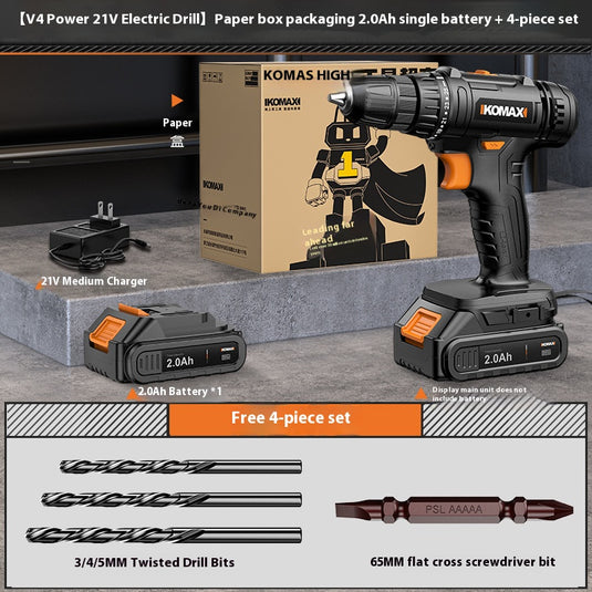 [Bundle Kit] Komax 21V V4 High Power Electric Rechargeable Cordless Drill