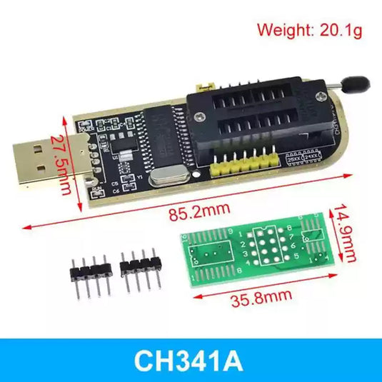 [CH341A]  [8 in 1] BIOS Programmer Set (1.8V / 3.3V / 5V) SPI Flash USB Programming Module + SOIC8/SOP8 Test Clip - Polar Tech Australia