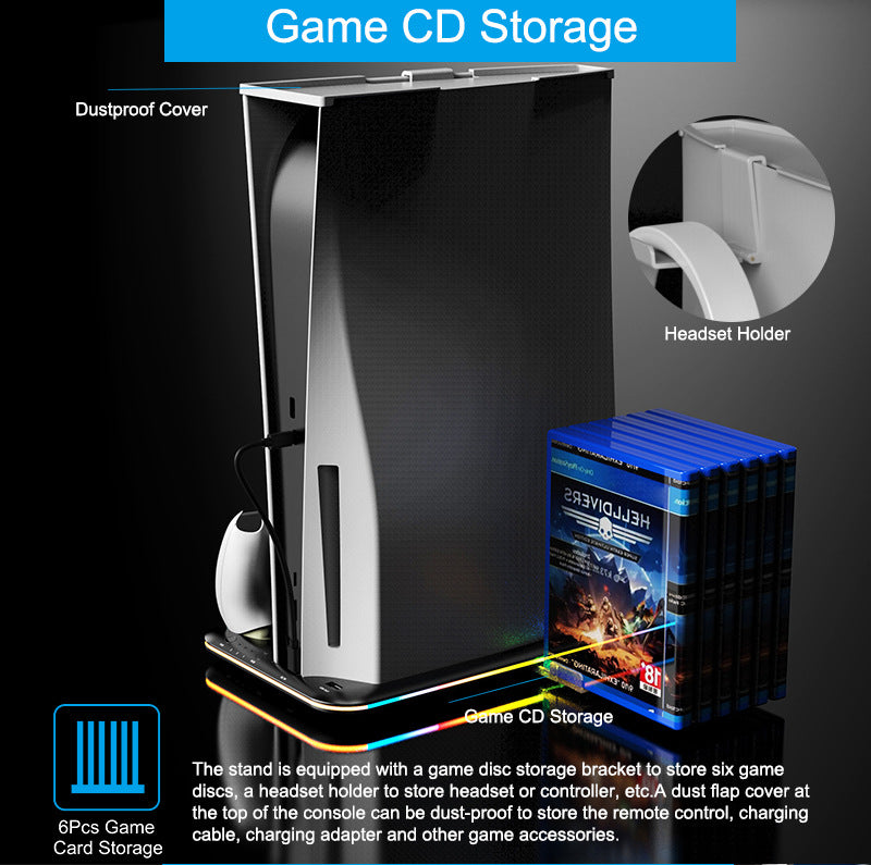 Chargez l&#39;image dans la visionneuse de la galerie, SONY PlayStation 5 / PS5 All-in-one Multifunction Charging Stand with Cooling Fan &amp; RBG Light Effect &amp; Disc Storage - Polar Tech Australia
