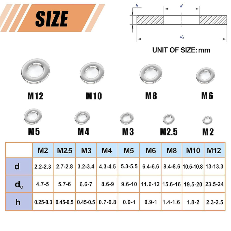 Load image into Gallery viewer, [900 Pieces] Stainless Steel Flat Washer (M2 - M12)

