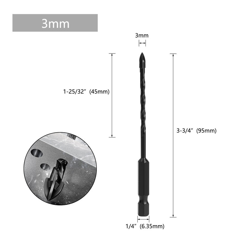 Cargue la imagen en el visor de la galería, [9 in 1] Concrete Drill Bit Set Cross Carbide Tip Masonry Drill Bits Set (3 - 16mm)
