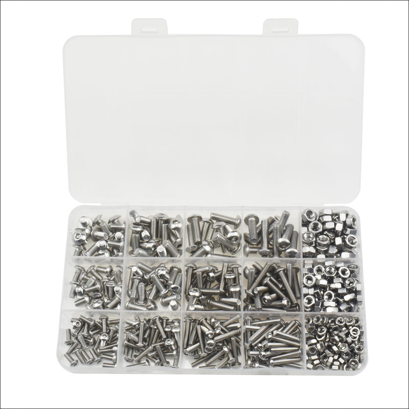 Load image into Gallery viewer, [500 Pieces] Stainless Steel M3 M4 M5 Hex Socket Screws, Bolts, Nuts &amp; Washers Set with Storage Box
