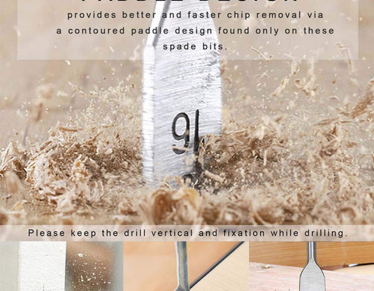 [6 in 1] Stainless Steel Wood Flat Drill Set Head (10 - 25mm)