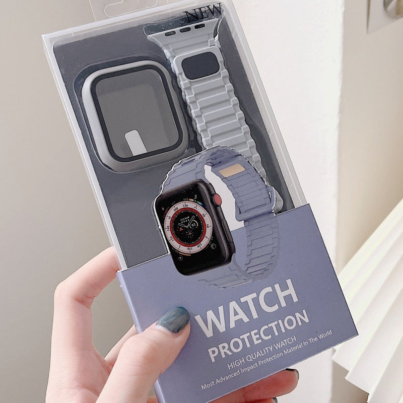 Cargue la imagen en el visor de la galería, [3 in 1 - Case + Protector + Band] Apple Watch Series 1/2/3 38mm &amp; 42mm Full Covered Magnetic Silicone Fashion Protection Bundle - Polar Tech Australia
