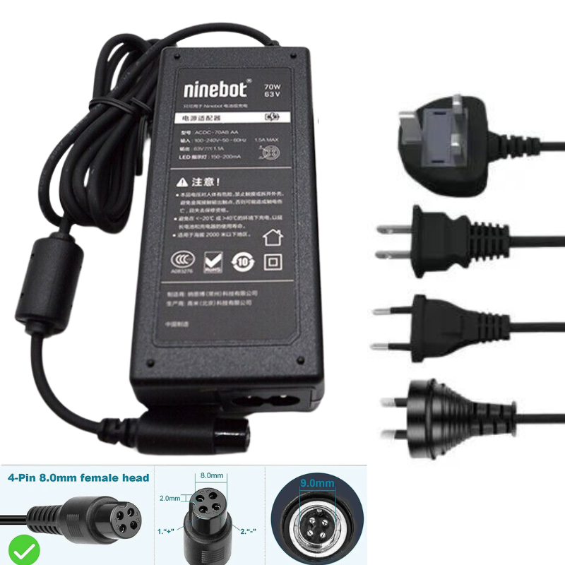 Cargue la imagen en el visor de la galería, [70W/63V-1.1A][4 Pins] Segway Ninebot Scooter S/Mini PRO/Mini lite / L8 / One A1/ One S2/ S-MAX, N3M240, N3MM240 Replacement Charger - Polar Tech Australia
