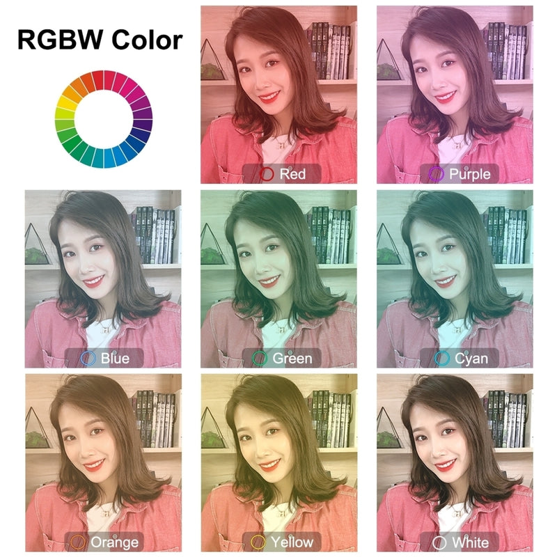 Load image into Gallery viewer, RGBW Ring Light with Remote Control + 1.1m Tripod Stand Live Streaming Kit
