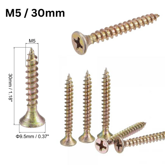 [190 Pieces][M5/30mm] Dry Wall Nail Self Tapping Zinc Screws Wood Screws Phillips Flat Head