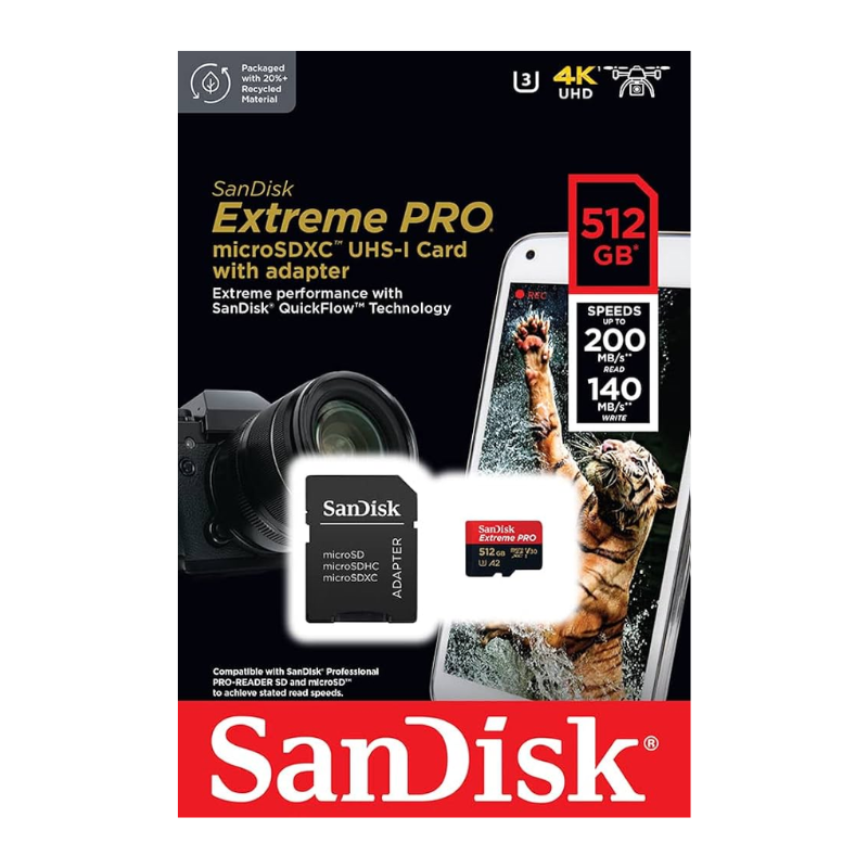 Cargue la imagen en el visor de la galería, SanDisk Extreme Pro Micro Memory Card - 64GB 128GB 256GB 512GB 1TB A2 Class V30 170Mb/s
