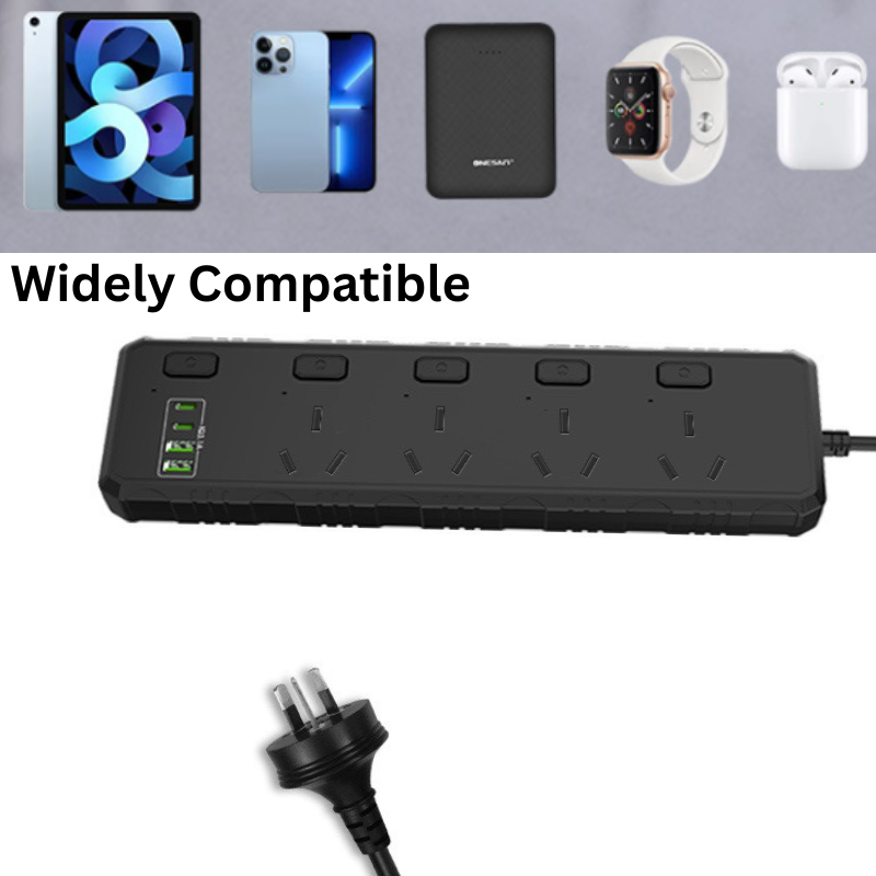 Load image into Gallery viewer, 4 Outlets + 2 USB-C + 2 USB A - Power Board Extension 16A 3000W (AU Version)
