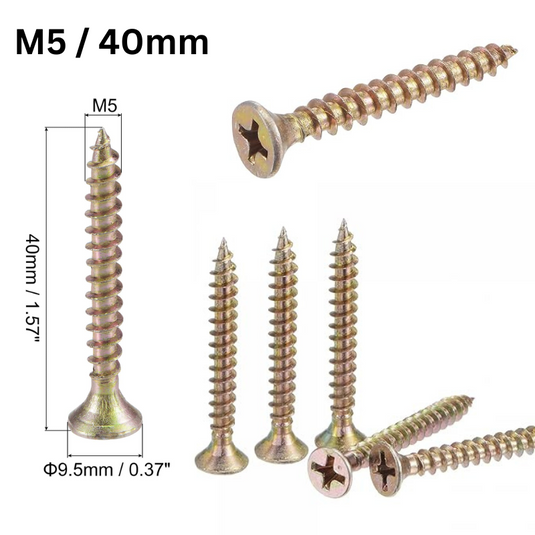 [140 Pieces][M5/40mm] Dry Wall Nail Self Tapping Zinc Screws Wood Screws Phillips Flat Head