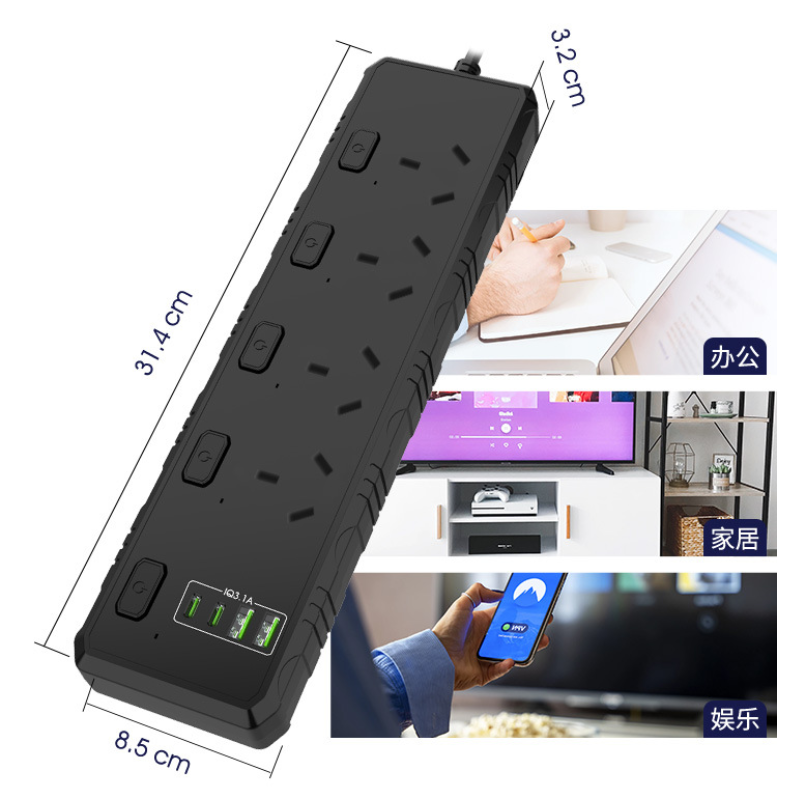 Load image into Gallery viewer, 4 Outlets + 2 USB-C + 2 USB A - Power Board Extension 16A 3000W (AU Version)
