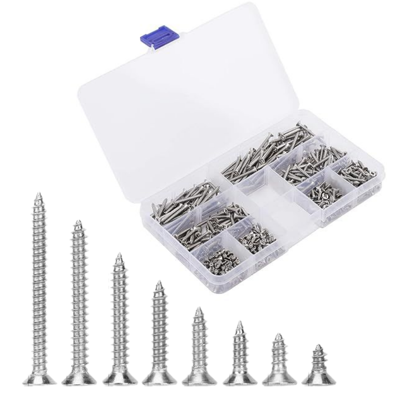 Load image into Gallery viewer, [400 Pieces] Stainless Steel Self Tapping M3 Phillips Screws Flat Head With Storage Box
