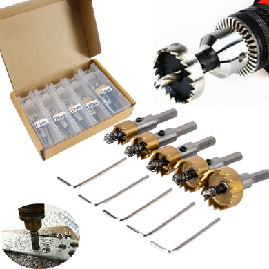 [5 in 1] HSS Steel Metal Wood Alloy Hole Opener Hole Saw Kit  (16-32mm)