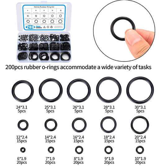 [200 Pieces] Rubber Washers Seal O Rings (6mm - 30mm)