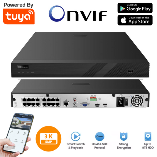 [TY-NVR-16CH-5MP] TUYA 16 Channel NVR 1 HDD Max Support 5MP Camera