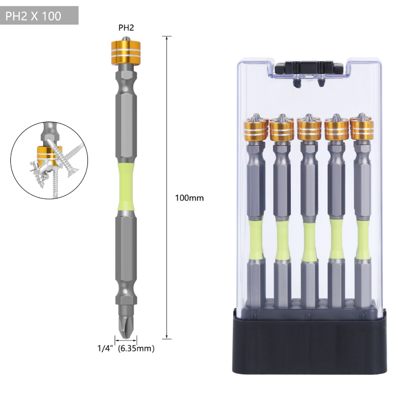Cargue la imagen en el visor de la galería, [10pcs/100mm] Dual Head Magnetic Suction Anti-Shock PH2 Phillips Impact Driver Bit Set
